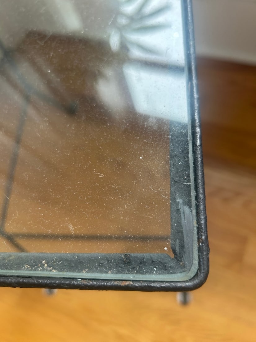 Mid-Century Modern Wrought Iron and Glass Side Table - 5