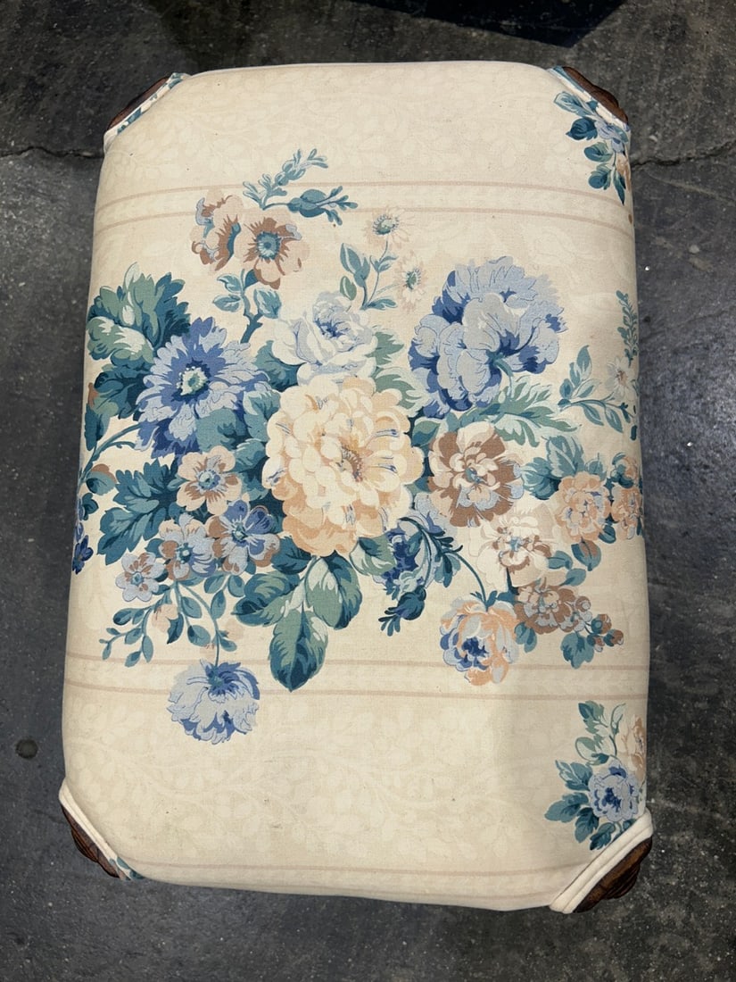 Floral Upholstered Vanity Stool - 2