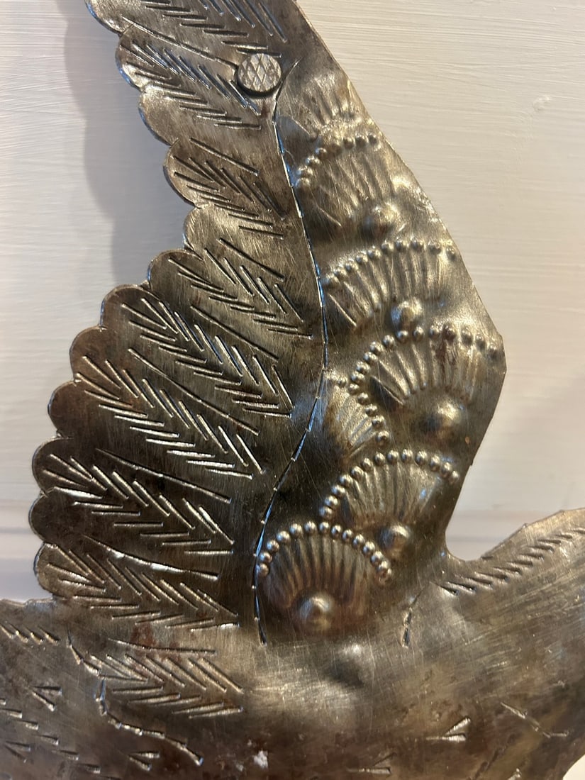 Hand-hammered Metal Folk Art Bird Wall Hanging - 3