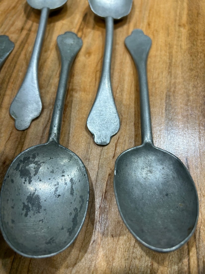 Collection of Six 19th Century Pewter Spoons Kitchenalia - 2