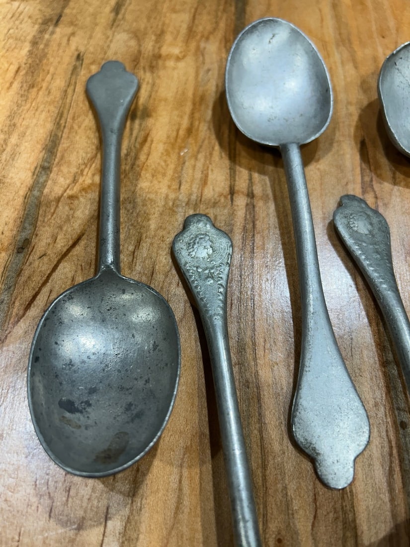 Collection of Six 19th Century Pewter Spoons Kitchenalia - 3