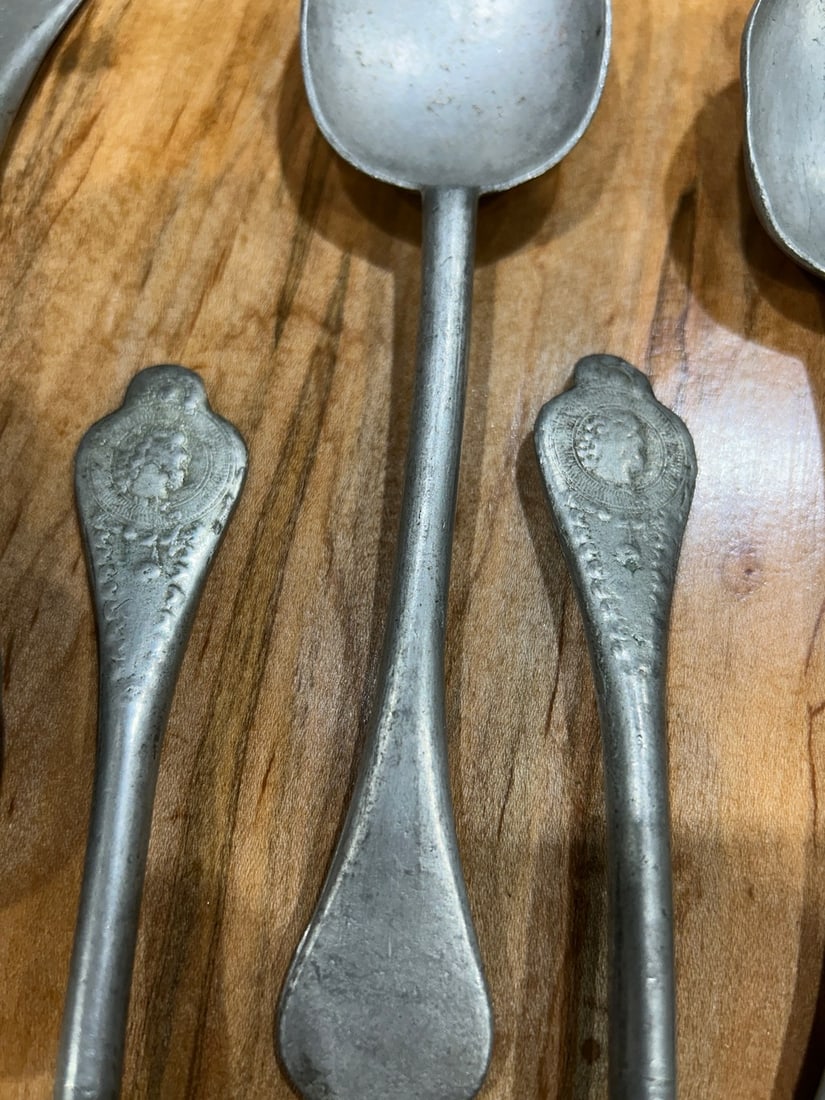 Collection of Six 19th Century Pewter Spoons Kitchenalia - 4