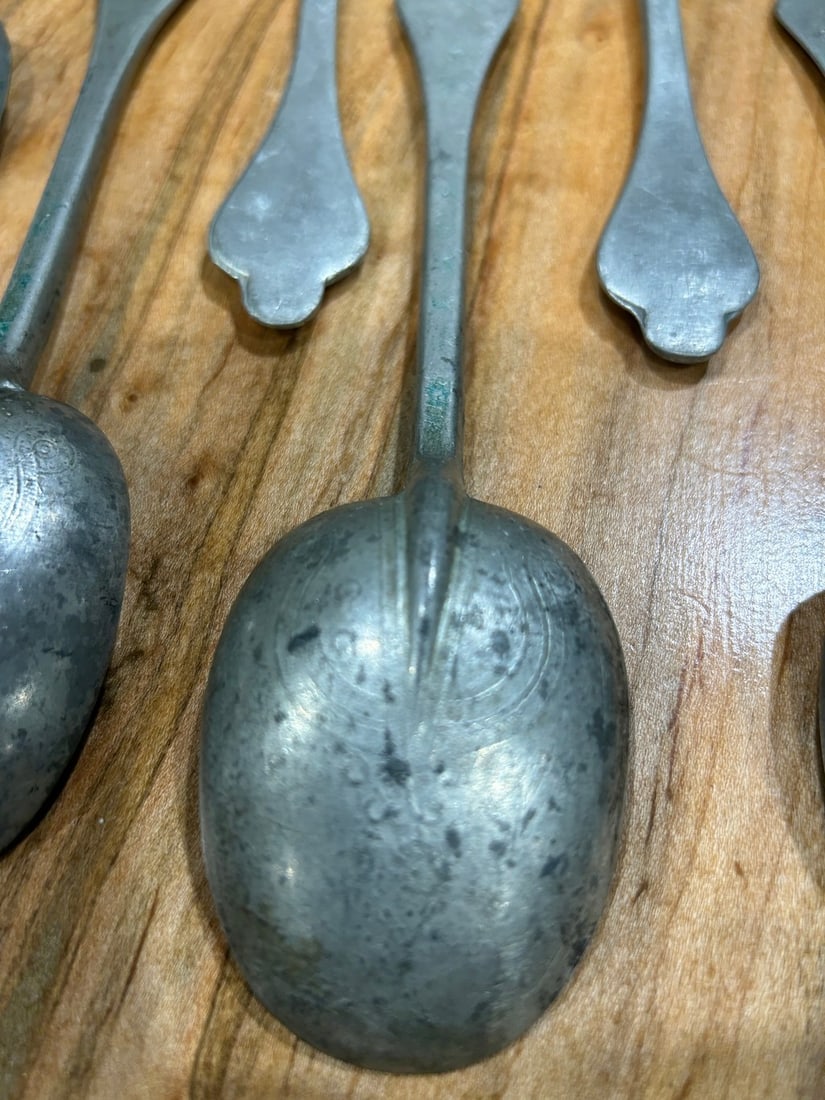 Collection of Six 19th Century Pewter Spoons Kitchenalia - 6