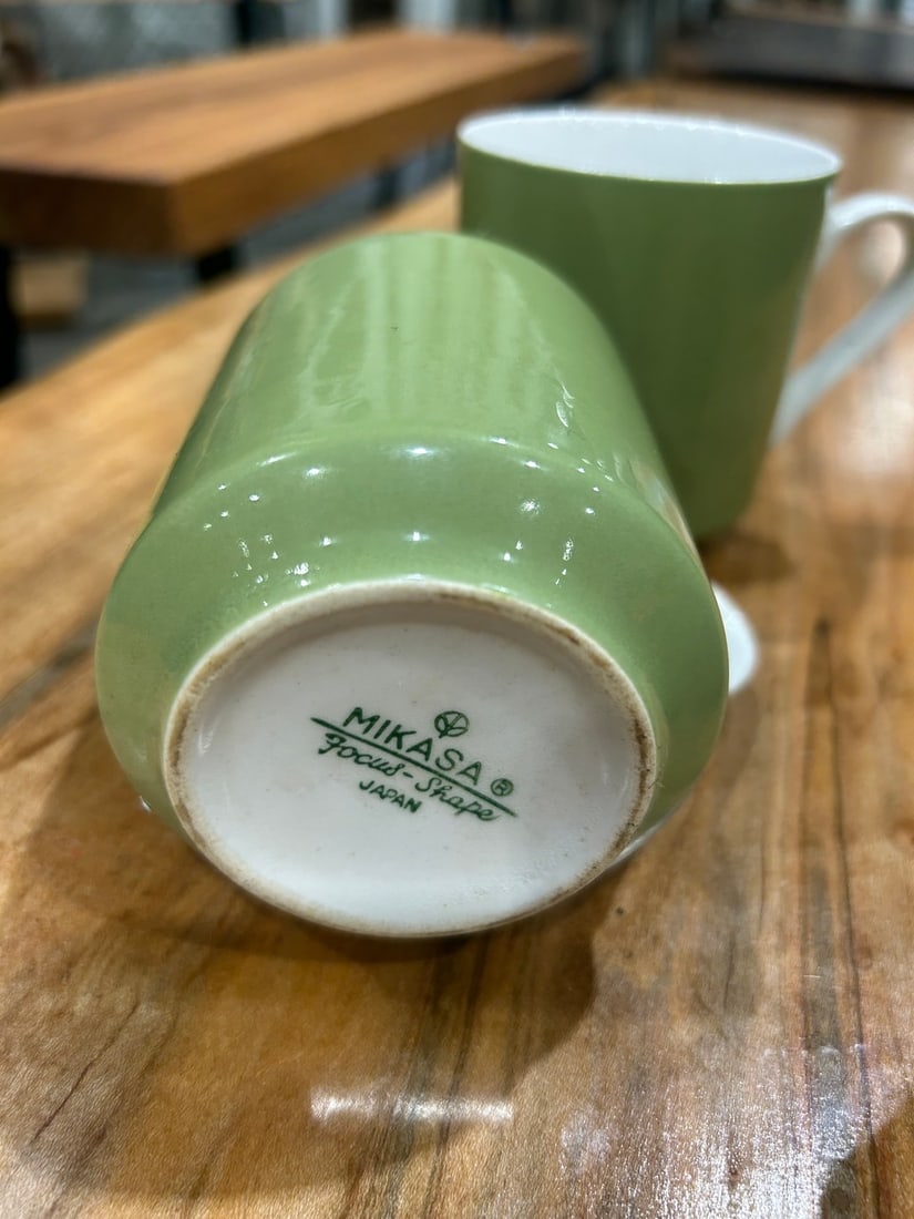 Set of Three Mikasa â€œFocus Shapeâ€? Sage Green Mugs with Creamer/Pitche - 4