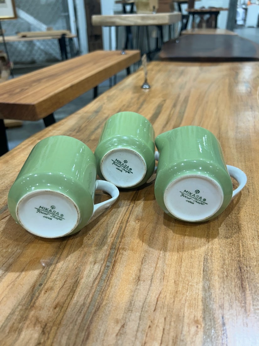 Set of Three Mikasa â€œFocus Shapeâ€? Sage Green Mugs with Creamer/Pitche - 5