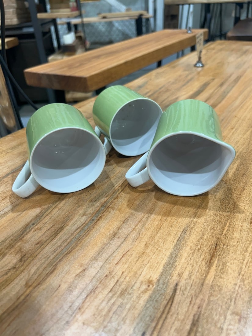 Set of Three Mikasa â€œFocus Shapeâ€? Sage Green Mugs with Creamer/Pitche - 7