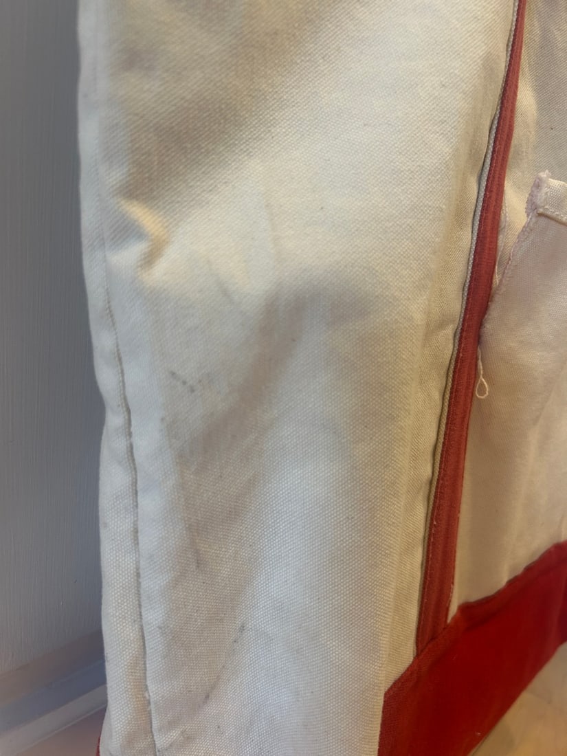 Vintage Red and Cream Canvas Tote Bag - 6