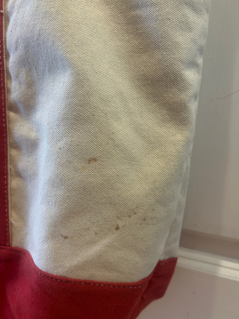 Vintage Red and Cream Canvas Tote Bag - 7