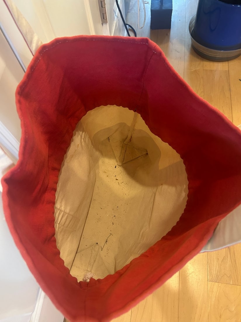Vintage Red and Cream Canvas Tote Bag - 8