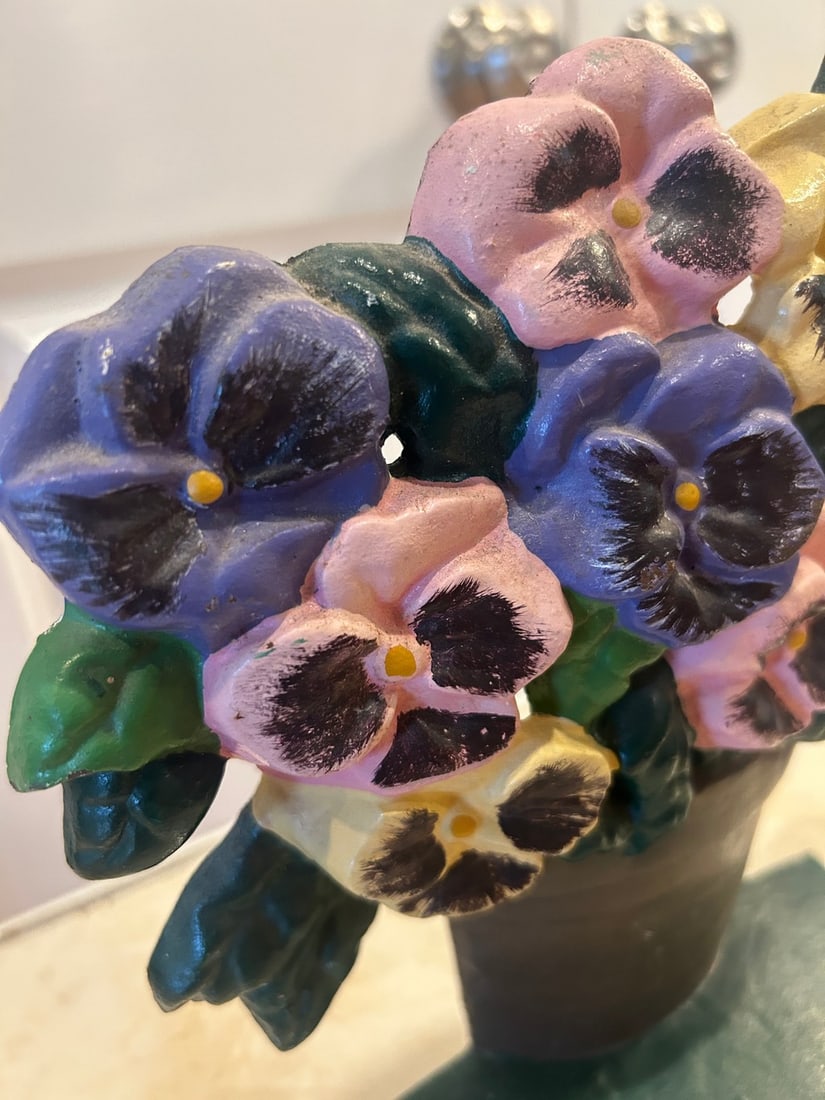 Cast Iron Pansy Doorstop - 2