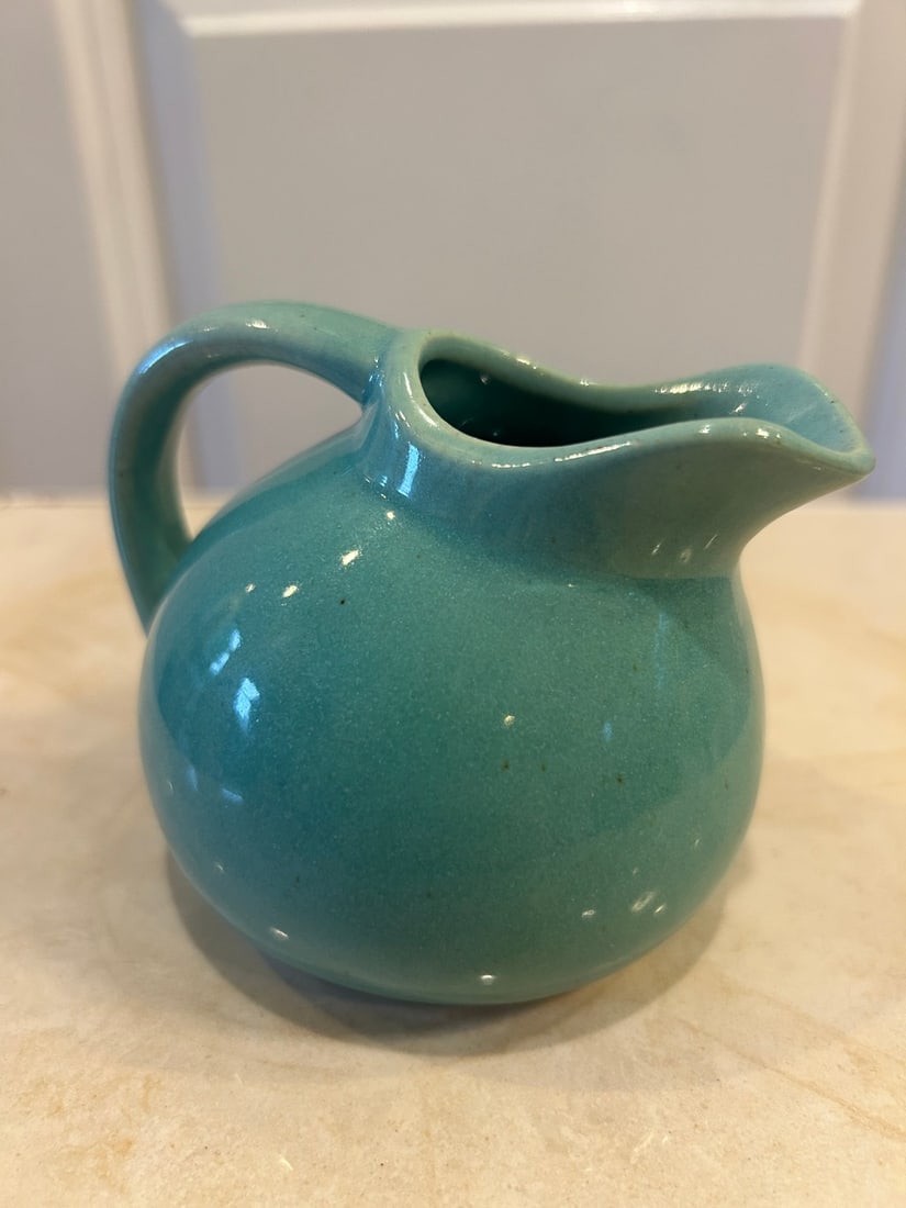 Teal Glazed Ceramic Creamer or Small Pitcher - 2