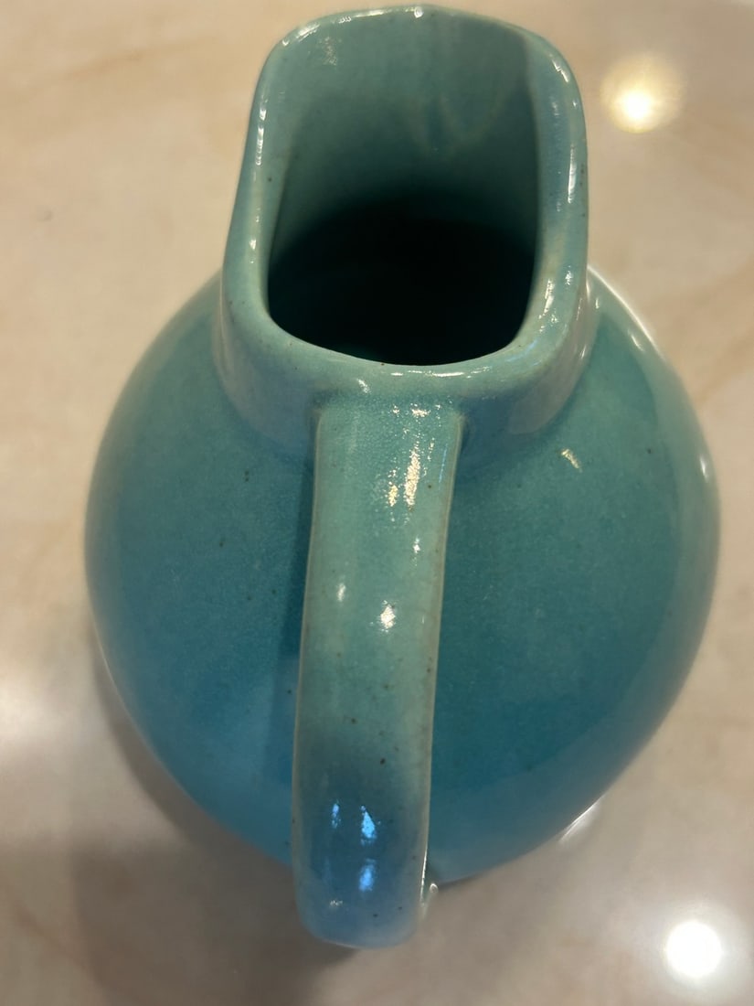 Teal Glazed Ceramic Creamer or Small Pitcher - 4