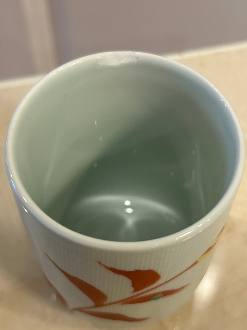 Set of Four Japanese Porcelain Vegetal Theme Tea Cups (Yunomi) - 6