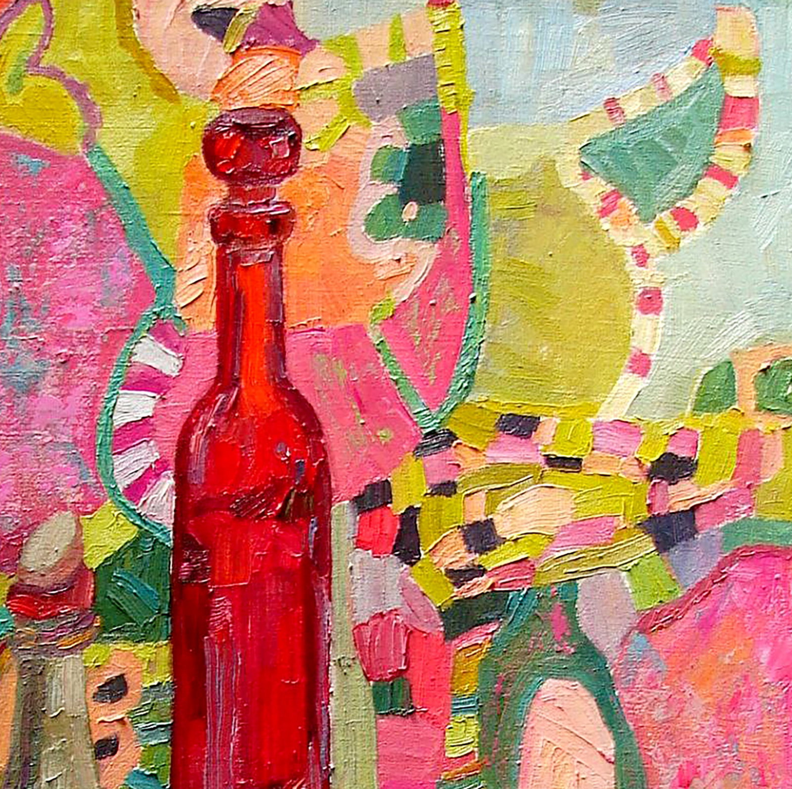Oil painting Still life with a red bottle Tatyana Shulyak - 3