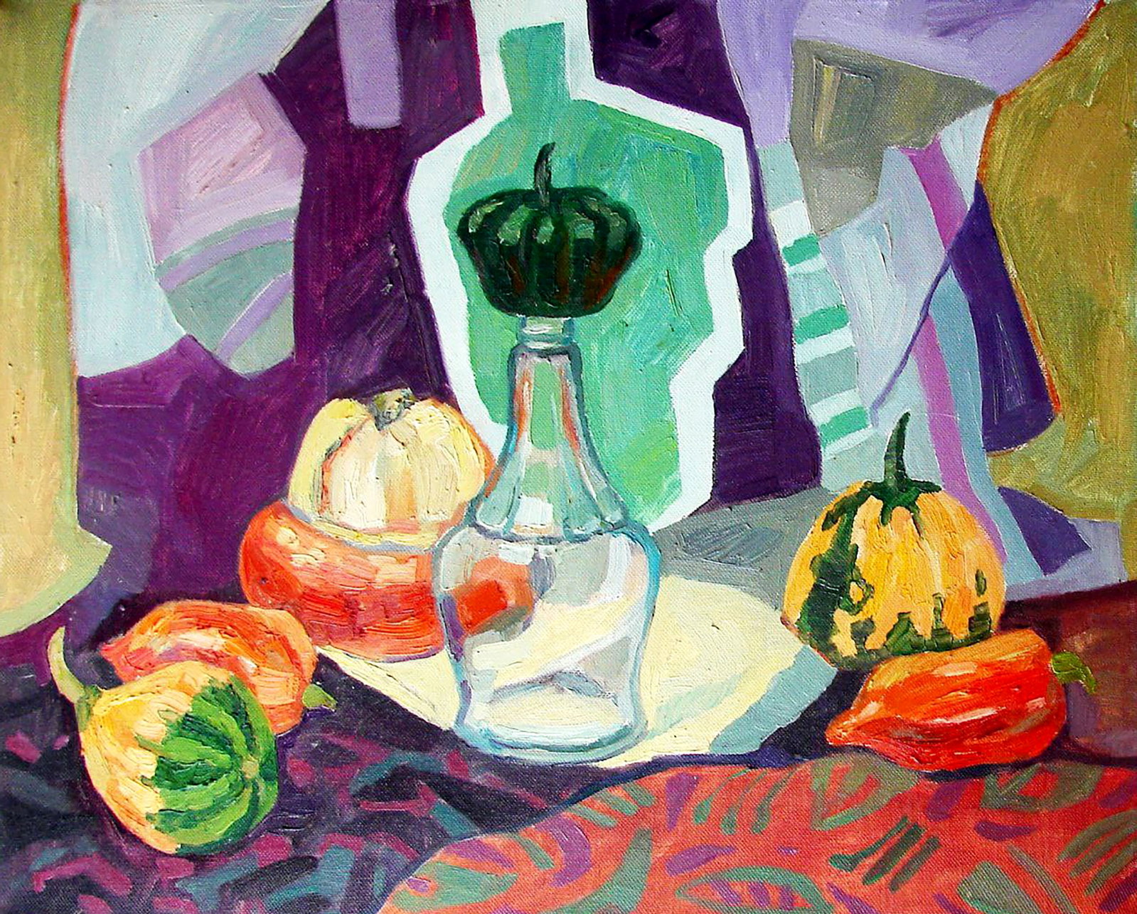 Oil painting Pumpkins and peppers Tatyana Shulyak: Title: Oil painting Pumpkins and peppers Tatyana Shulyak Description: 44SHUL Painter: Tatyana Shulyak Size: 50x62 cm/19.68x24.40 inches Components: oil, canvas Original painting CONDITION: excellent A