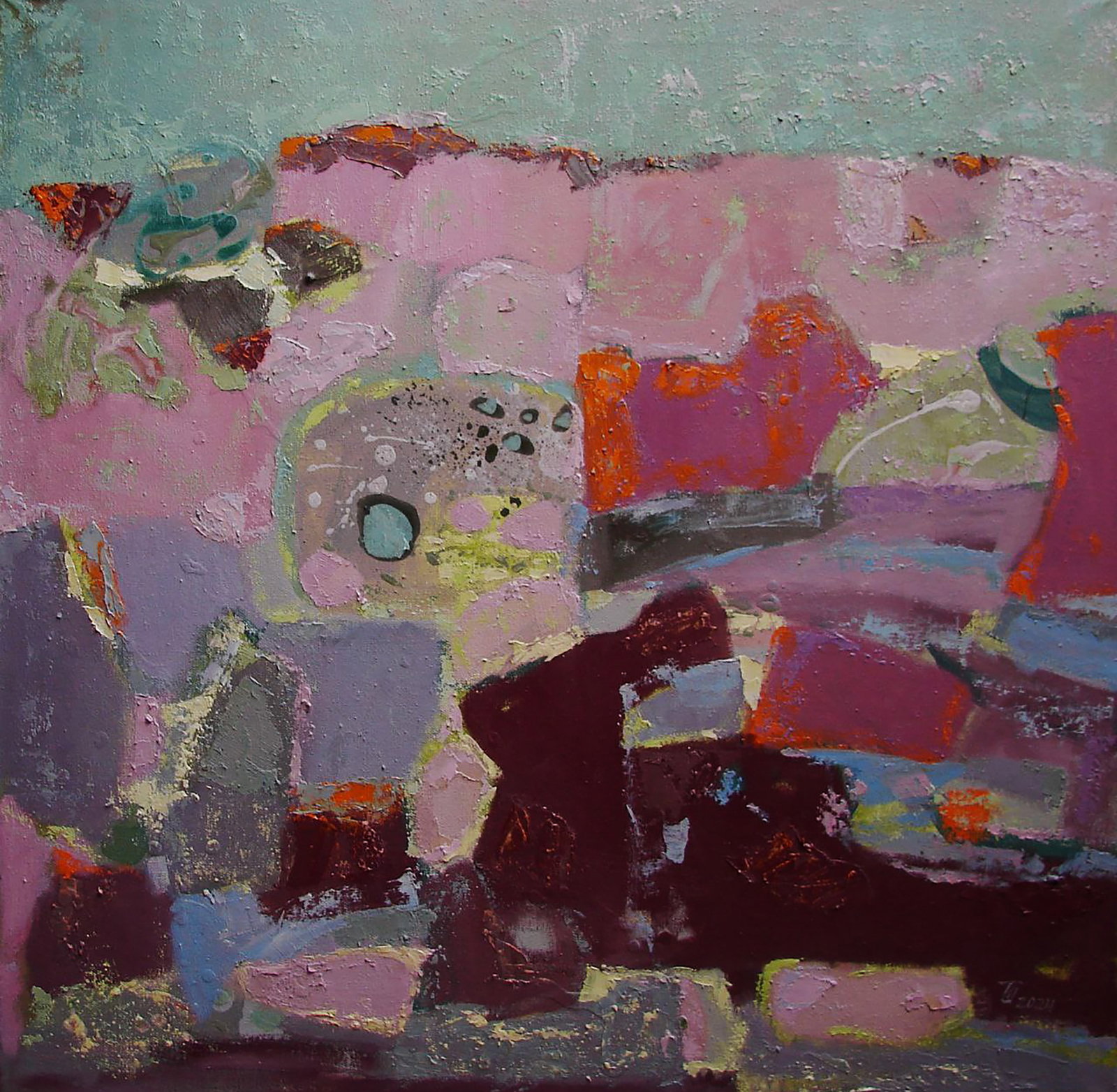 Oil painting Interpretation of pink Tatyana Shulyak: Title: Oil painting Interpretation of pink Tatyana Shulyak Description: 73SHUL Painter: Tatyana Shulyak Size: 75x75 cm/29.52x29.52 inches Components: oil, canvas Original painting CONDITION: