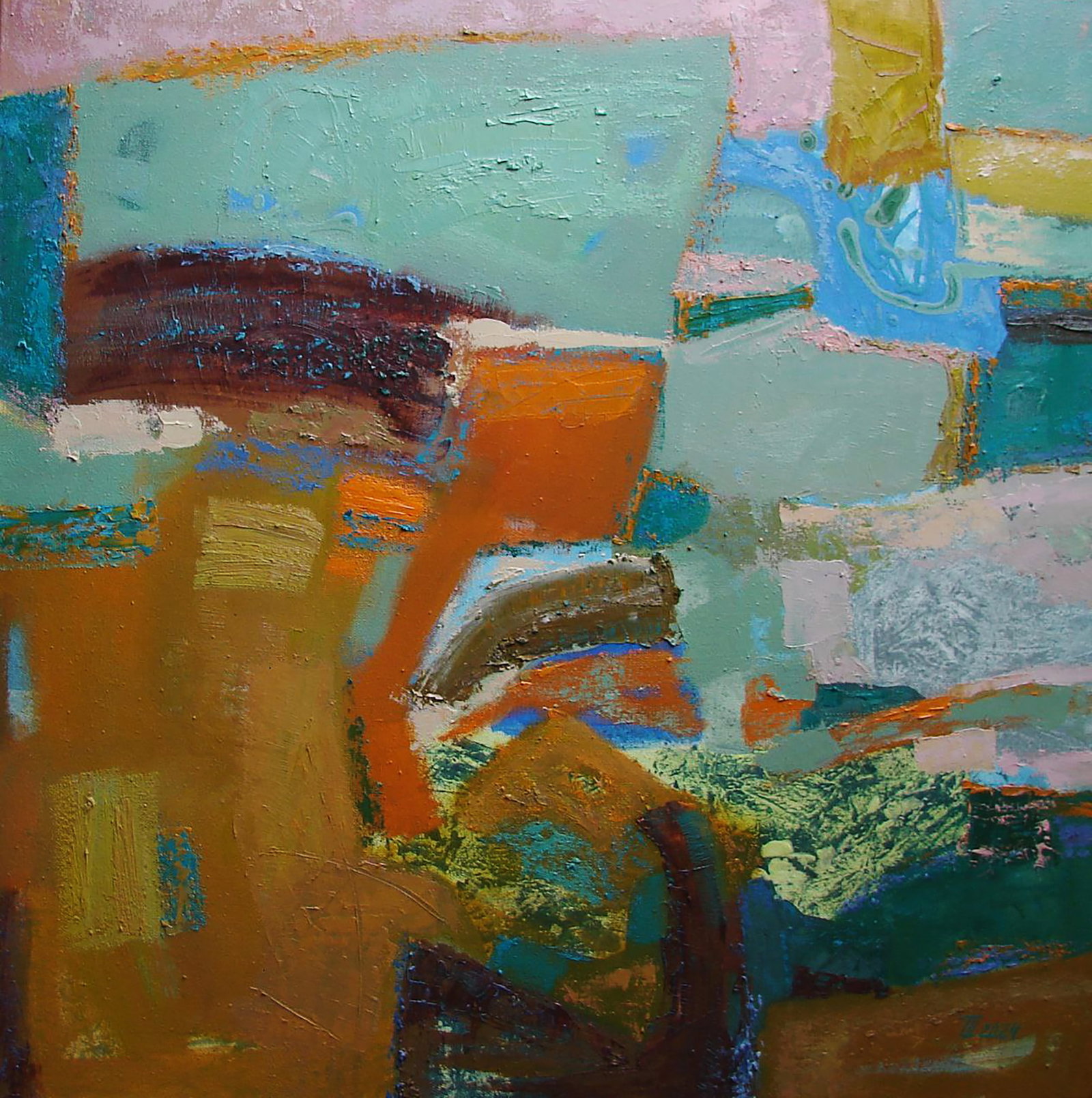 Oil painting Mint colors in geometry Tatyana Shulyak: Title: Oil painting Mint colors in geometry Tatyana Shulyak Description: 79SHUL Painter: Tatyana Shulyak Size: 75x75 cm/29.52x29.52 inches Components: oil, canvas Original painting CONDITION: