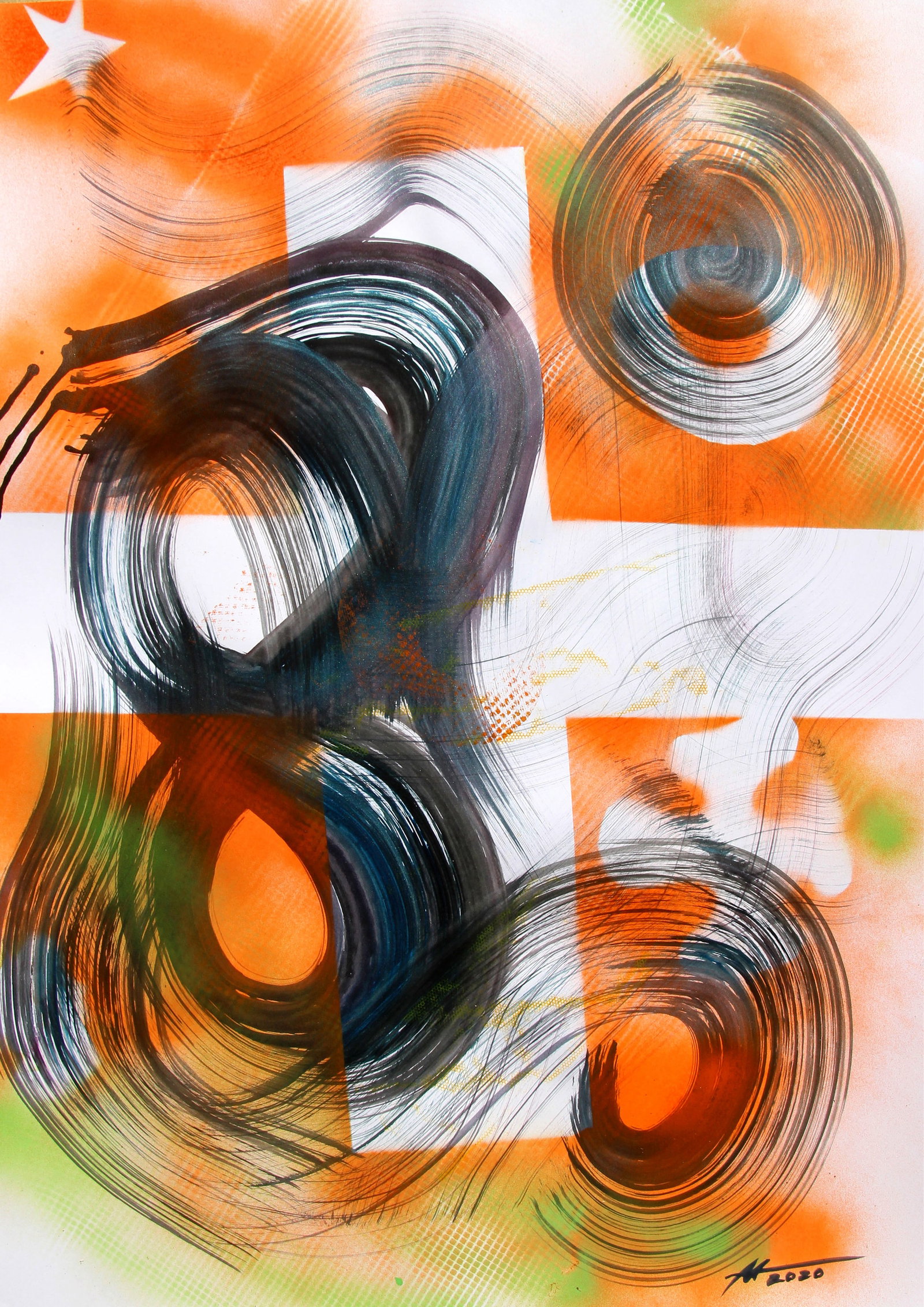 Acrylic painting Infinite Energy Anatoliy Menkiv: Title: Acrylic painting Infinite Energy Anatoliy Menkiv Description: 119MENK Painter: Anatoliy Menkiv Size: 60x84 cm/23.62x33.07 inches Components: acrylic, paper Original painting - Metaphysics serie