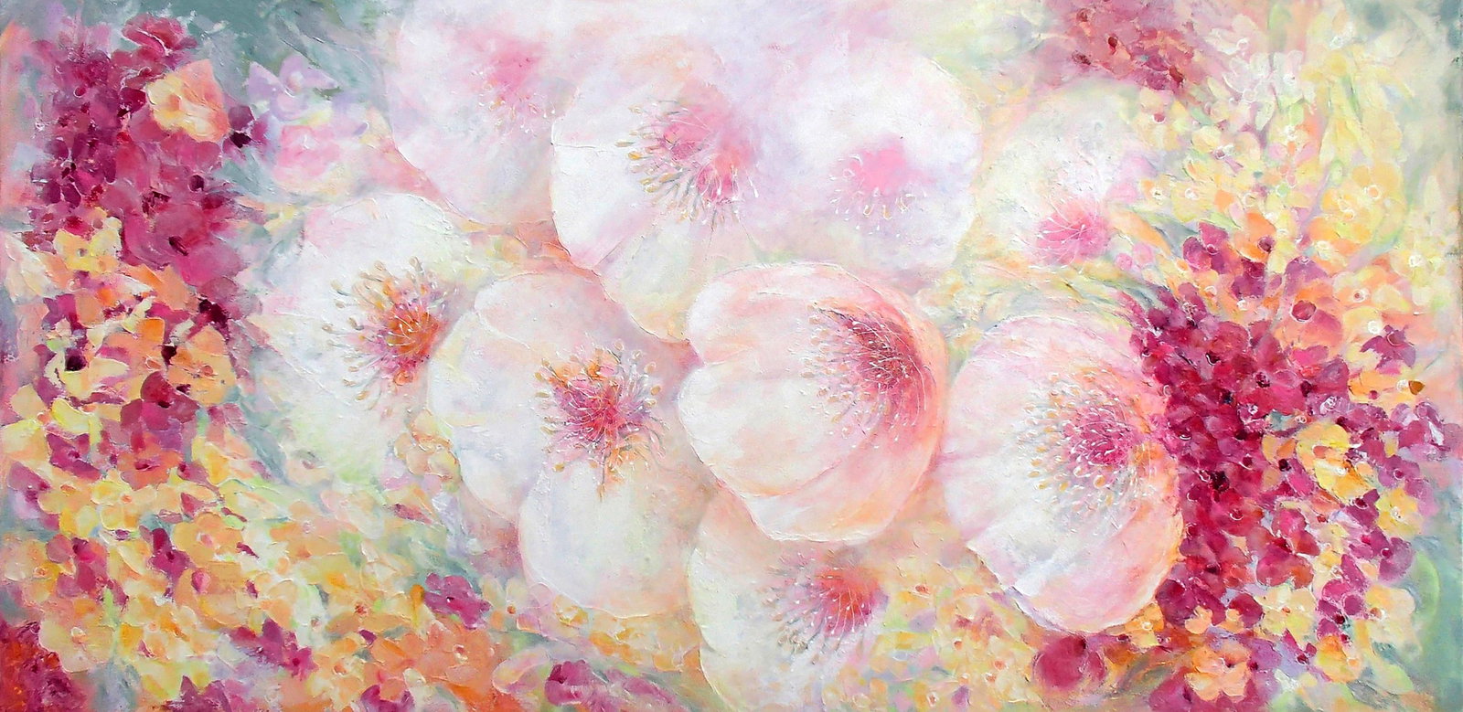 Acrylic painting Flower heaven Halyna Babak: Title: Acrylic painting Flower heaven Halyna Babak Description: 15BAB Painter: Halyna Babak Size: 60x120 cm/23.62x47.24 inches Components: acrylic, canvas Original painting CONDITION: excellent