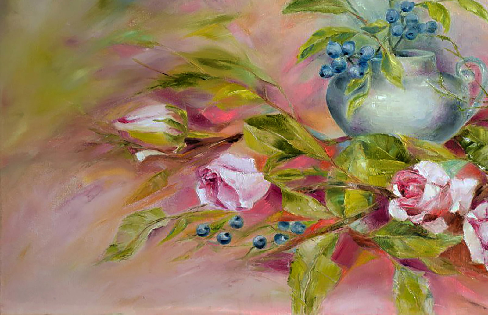 Oil painting A gift of morning roses Halyna Babak - 4