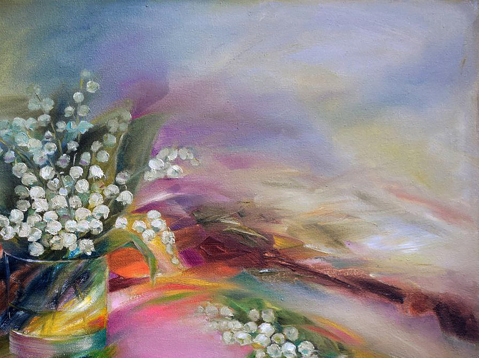 Oil painting Bouquet of lilies of the valley Halyna Babak - 3