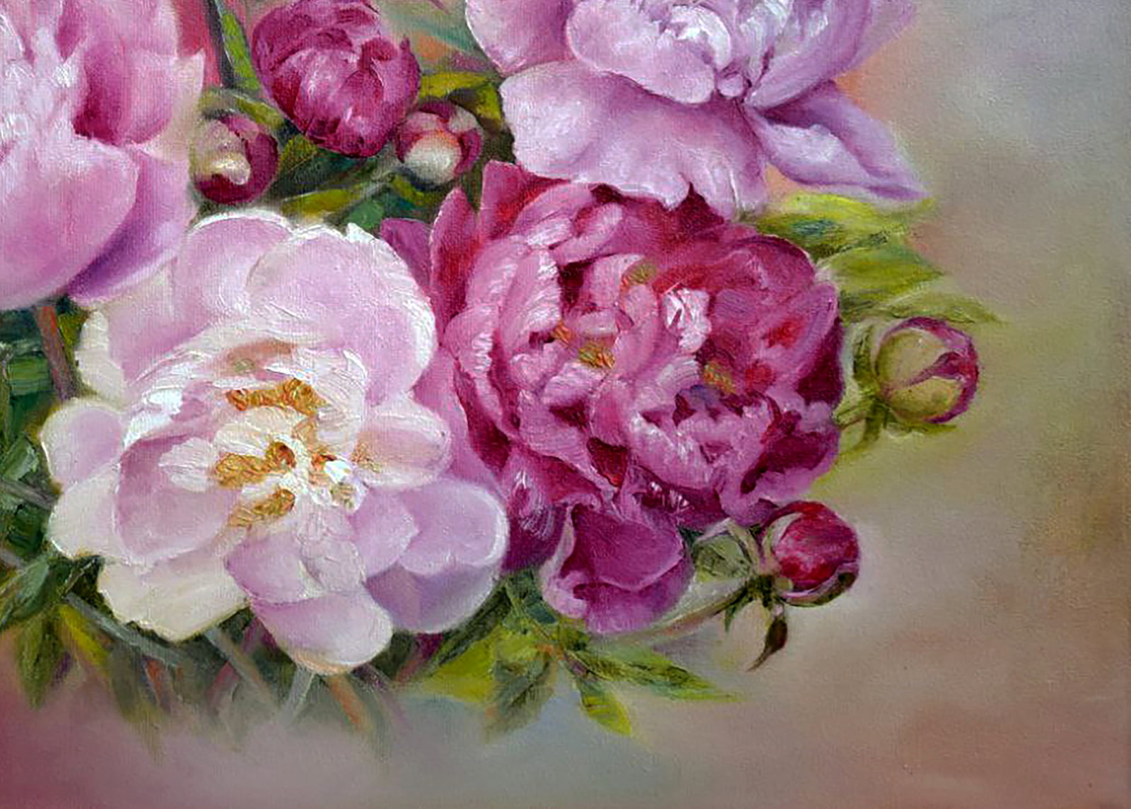 Oil painting Bouquet of peony Halyna Babak - 5