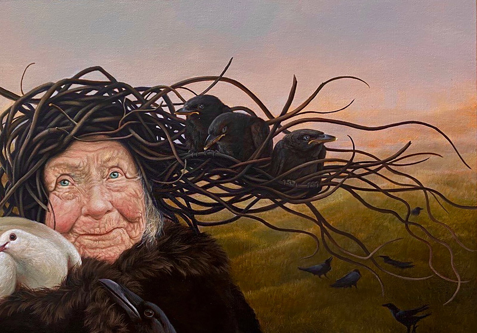 Oil painting Thoughts Crows Kateryna Bukuros - 3