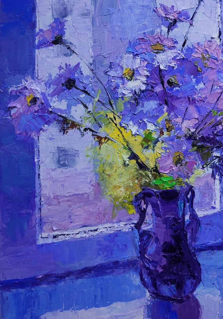Oil painting Daisies On The Windowsill Boris Serdyuk - 6