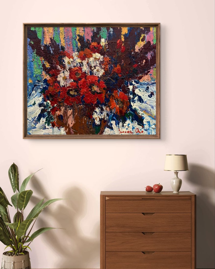 Oil painting Morning bouquet of poppies Oksana Ivanyuk - 3