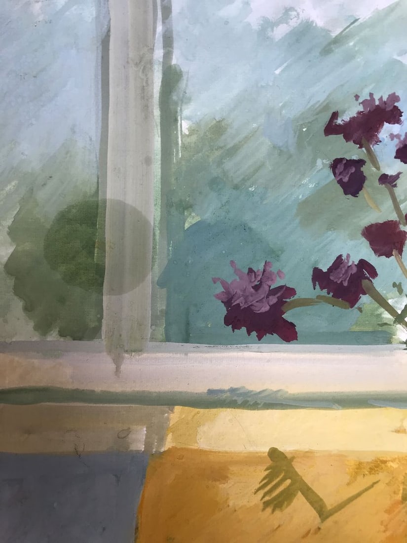 Gouache painting Flowers on the windowsill Unknown artist - 4