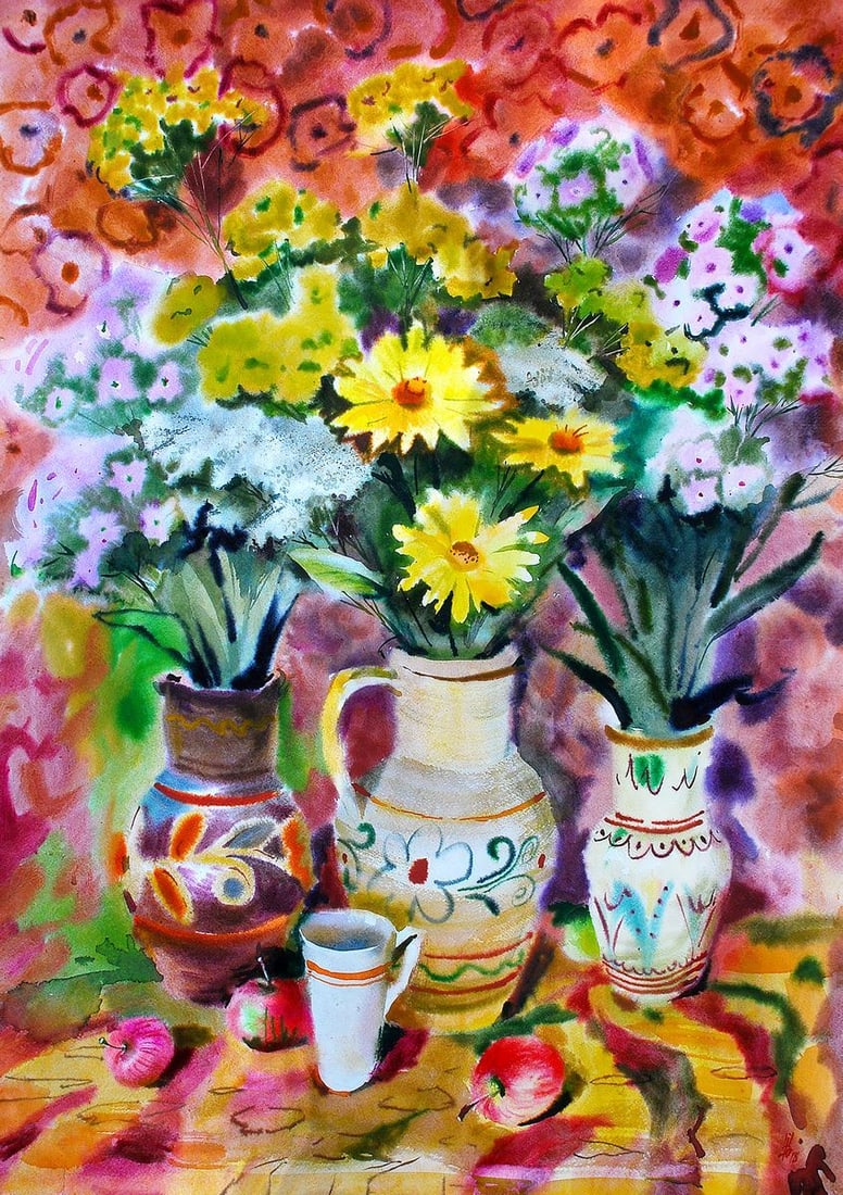 Watercolor painting Flowers on the table Egor Ktpatunov: Title: Watercolor painting Flowers on the table Egor Ktpatunov Description: NoSvash 31 *** ABOUT THIS PAINTING *** * TITLE: "Flowers on the table" * ARTISTS: Egor Ktpatunov * SIZE: 60x50 cm/'23.62x19.