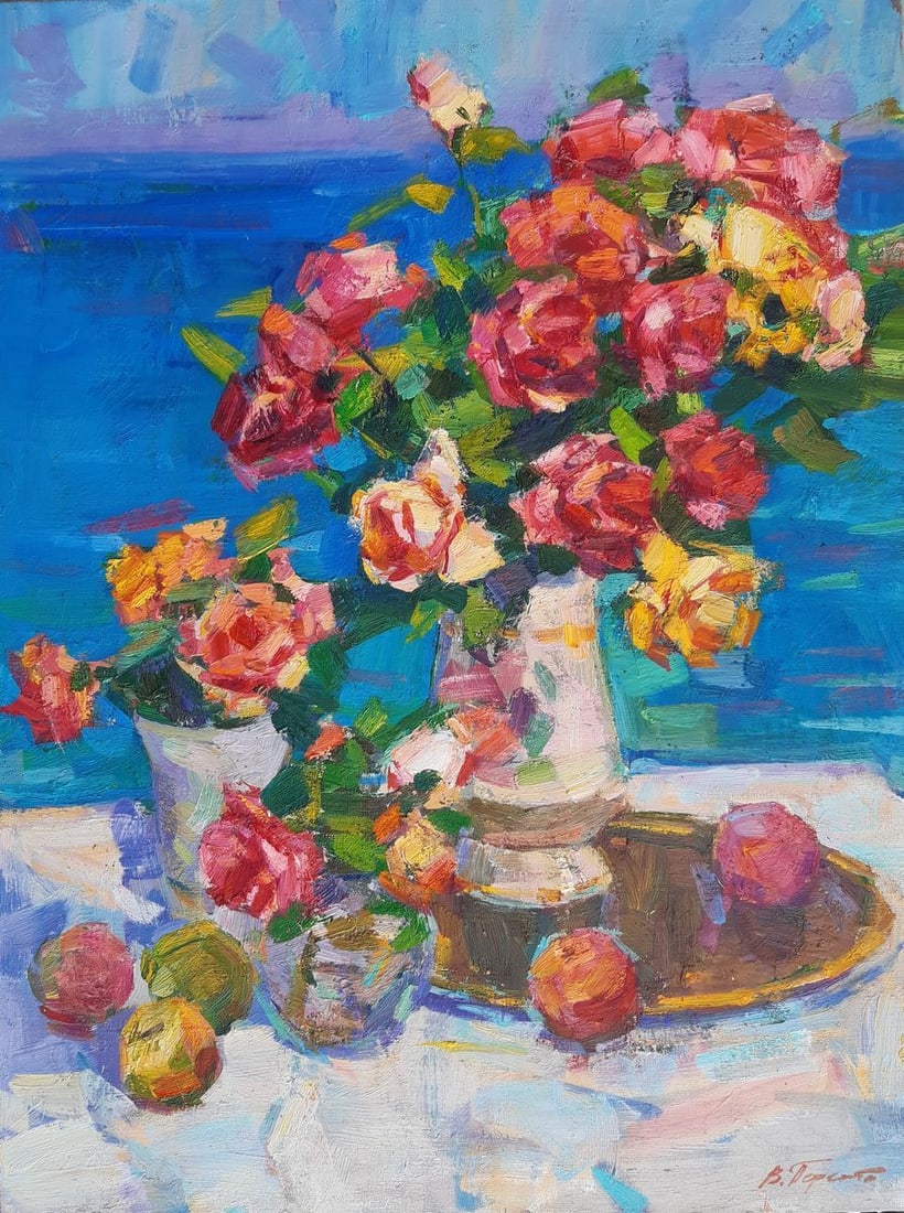 Oli painting Roses by the sea Tepeta Miacheslav: Title: Oli painting Roses by the sea Tepeta Miacheslav Description: NoTep 65 *** ABOUT THIS PAINTING *** * TITLE: "Roses by the sea" * ARTISTS: Tepeta Miacheslav * SIZE: 80x60 cm/31.49x23.62 inches' *