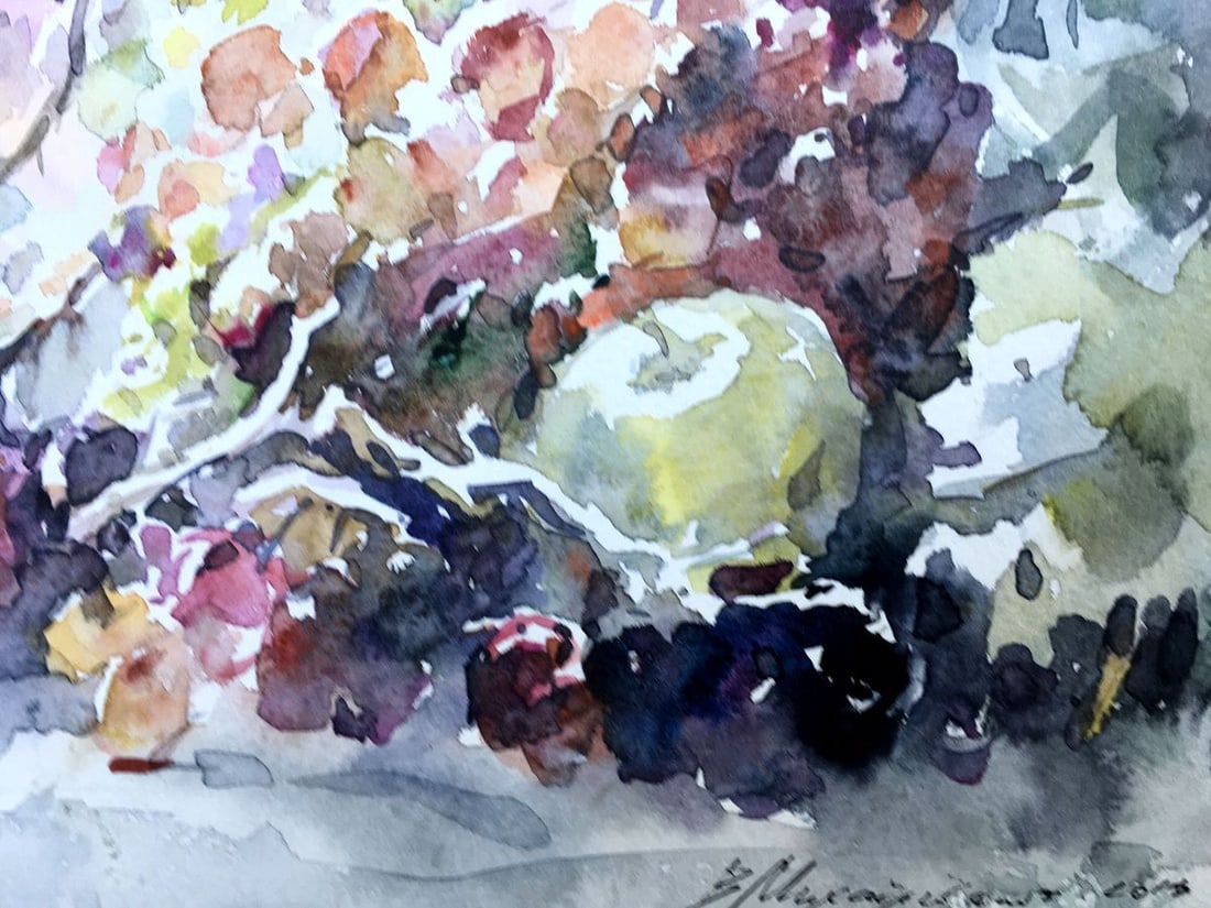 Watercolor painting Grapes on the table Viktor Mikhailichenko - 5