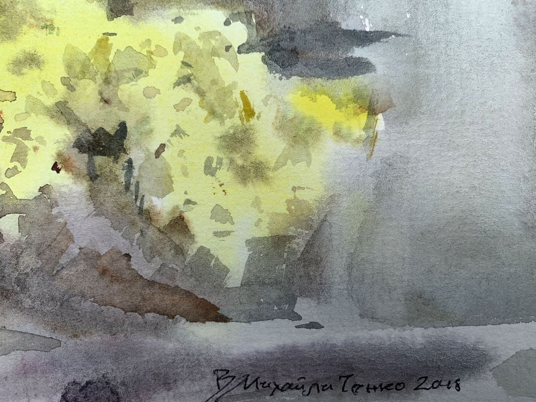 Watercolor painting Yellow flowers Viktor Mikhailichenko - 5