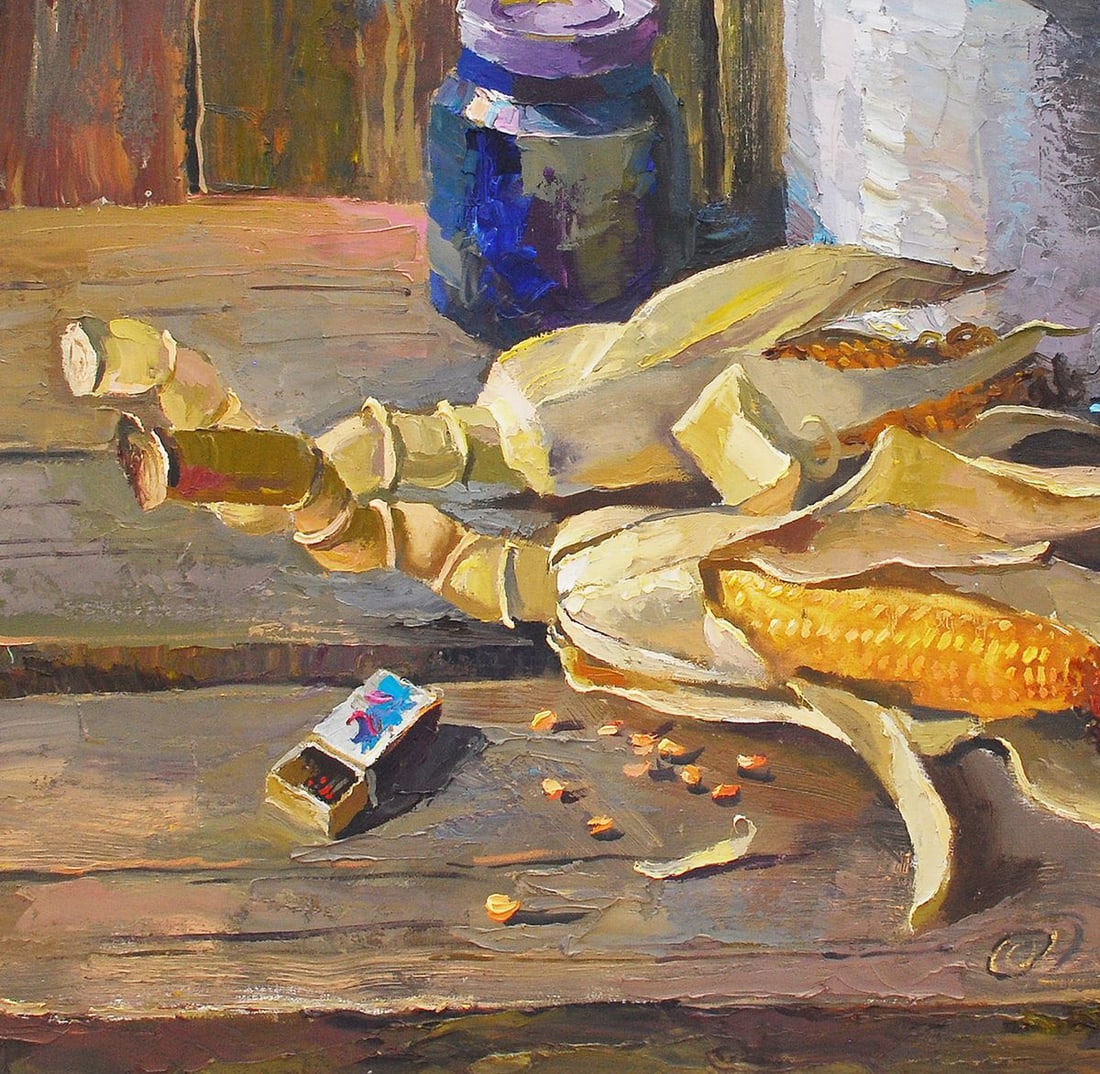 Oil painting Corn on the table Egor Ktpatunov - 4