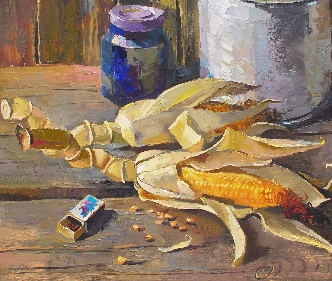 Oil painting Corn on the table Egor Ktpatunov - 6