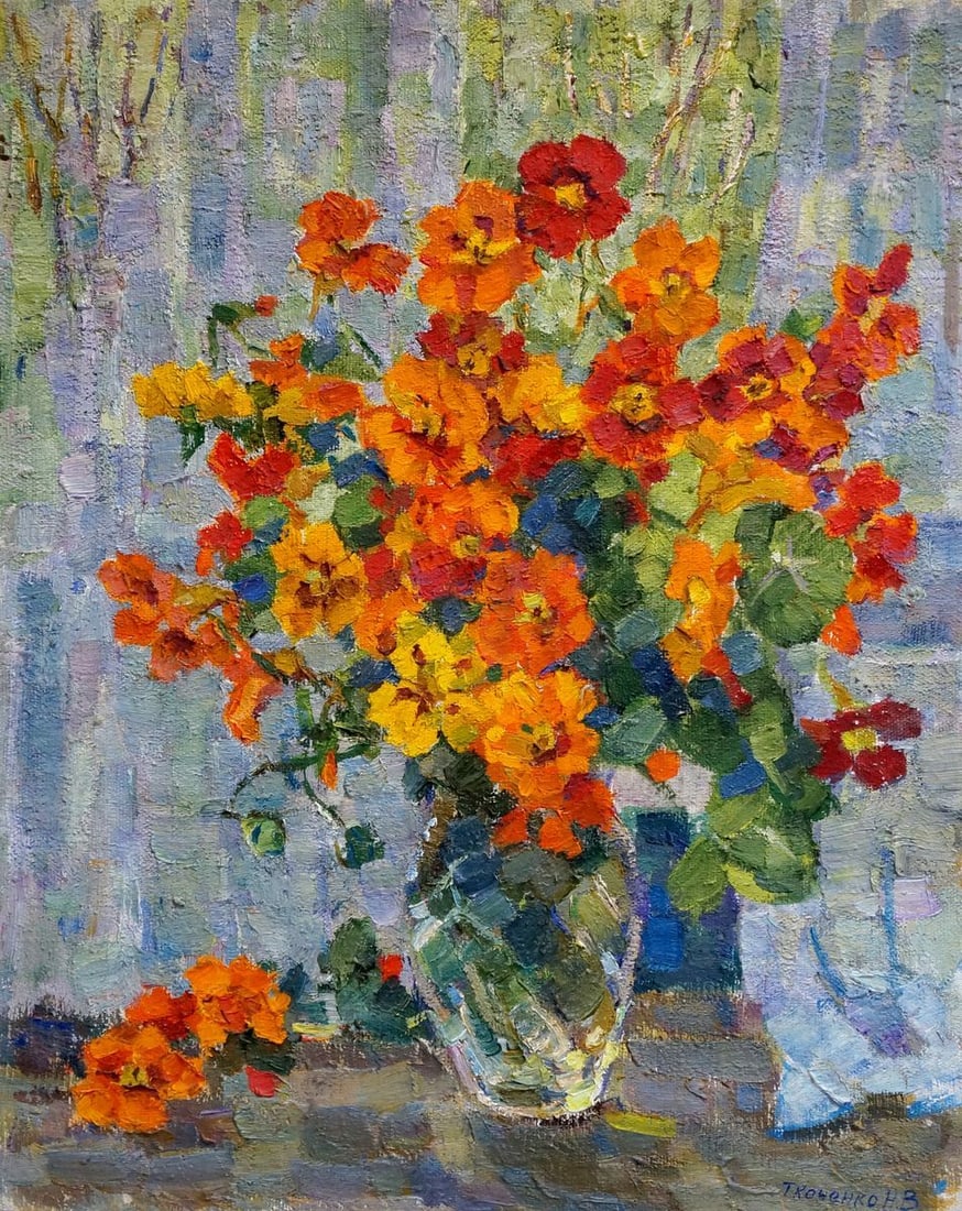 Oil painting Flowers Tkachenko Nina Vasilievna: Title: Oil painting Flowers Tkachenko Nina Vasilievna Description: NoVern 649