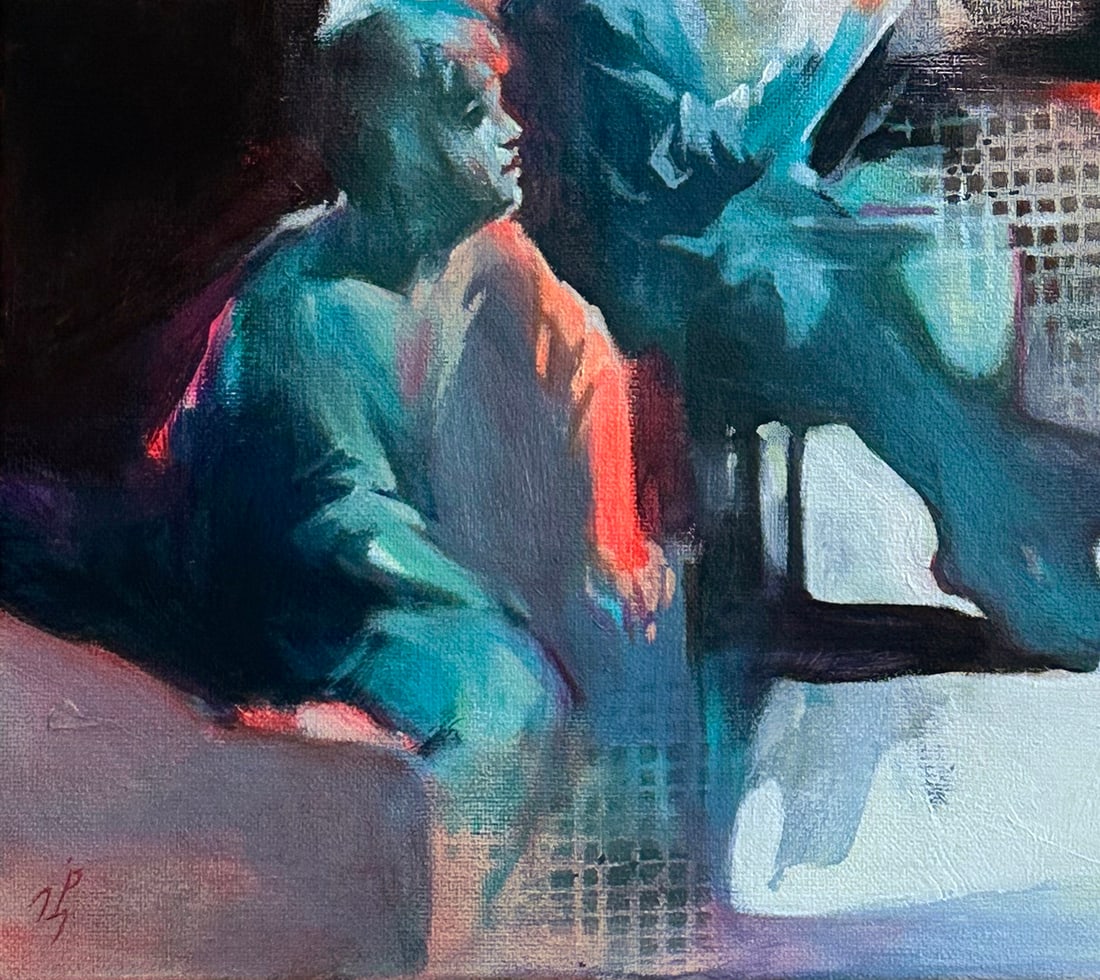 Oil genre painting Waiting Ivan T. - 6