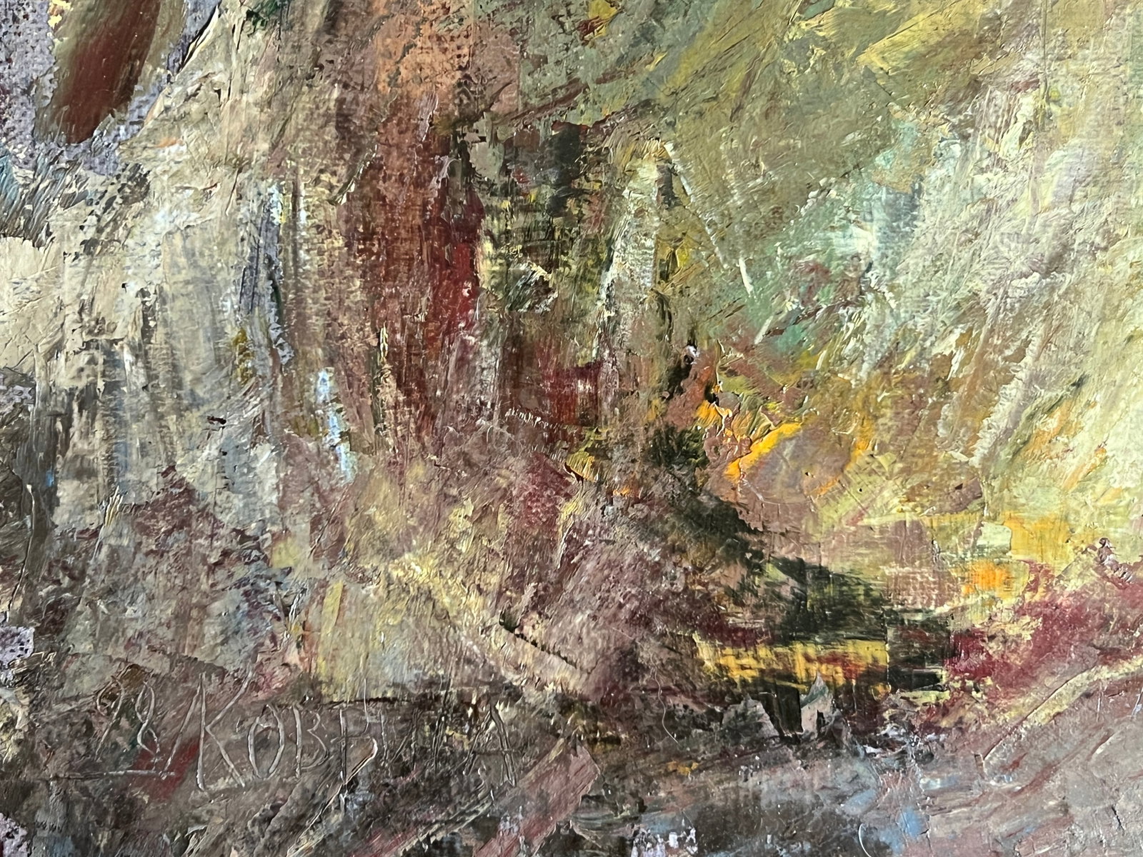Abstract Oil painting with frame act K. Leonid - 6