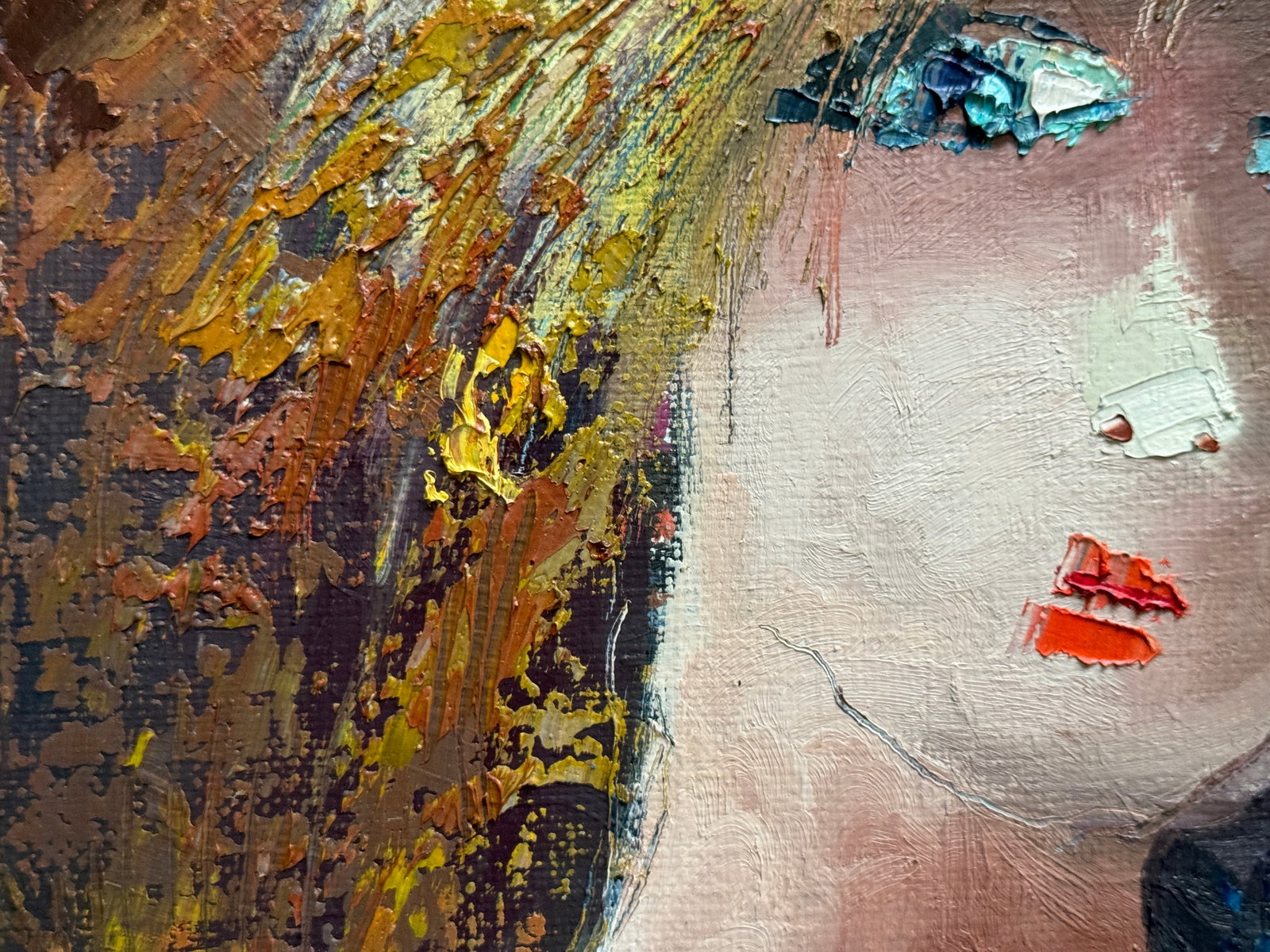 Abstract Oil painting with frame Female portrait K. Leonid - 3