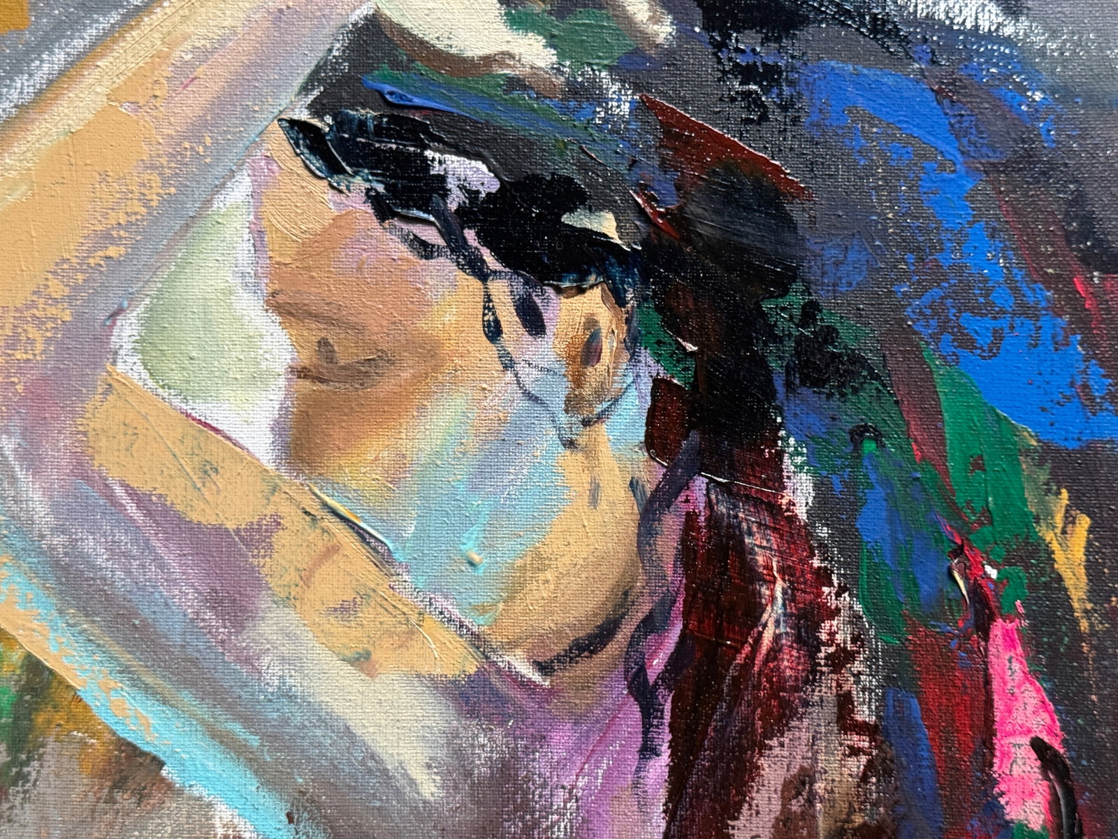 Abstract Oil painting with frame figure model K. Leonid - 10