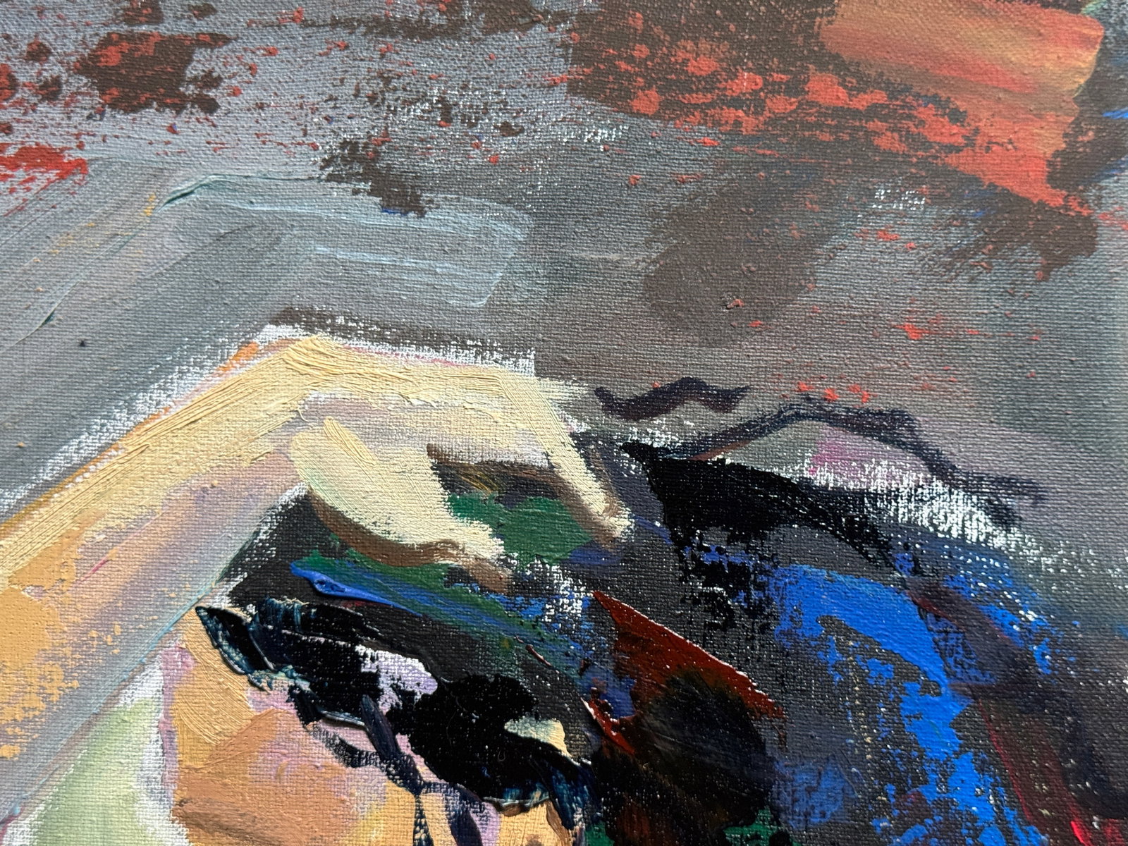 Abstract Oil painting with frame figure model K. Leonid - 11