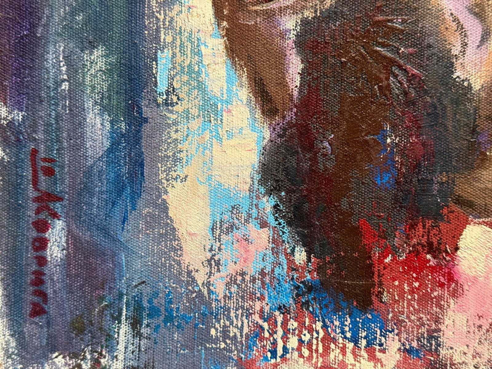 Abstract Oil painting with frame lady figures K. Leonid - 5
