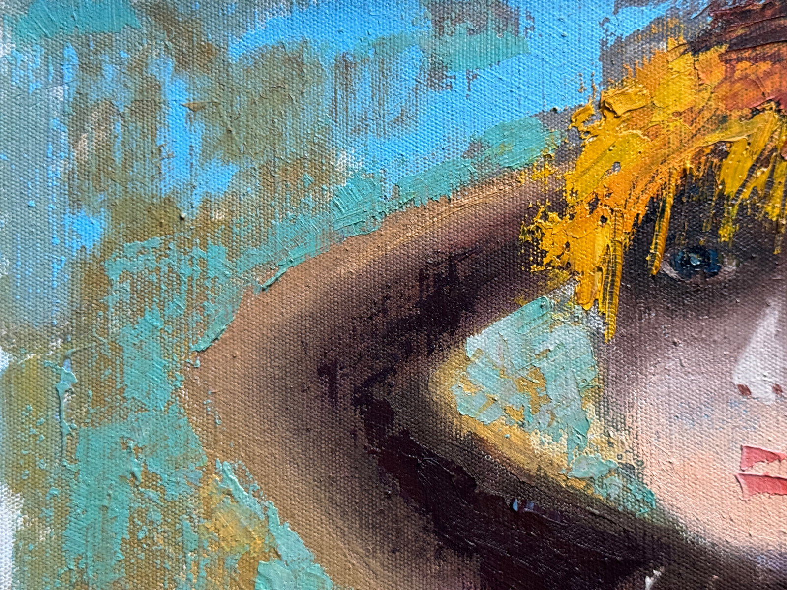 Abstract Oil painting with frame Naked K. Leonid - 2