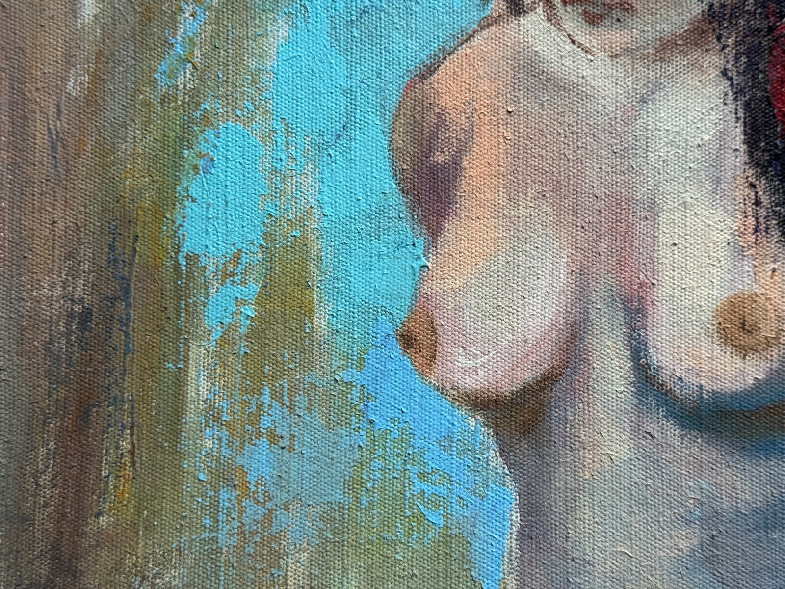 Abstract Oil painting with frame lady figures K. Leonid - 3