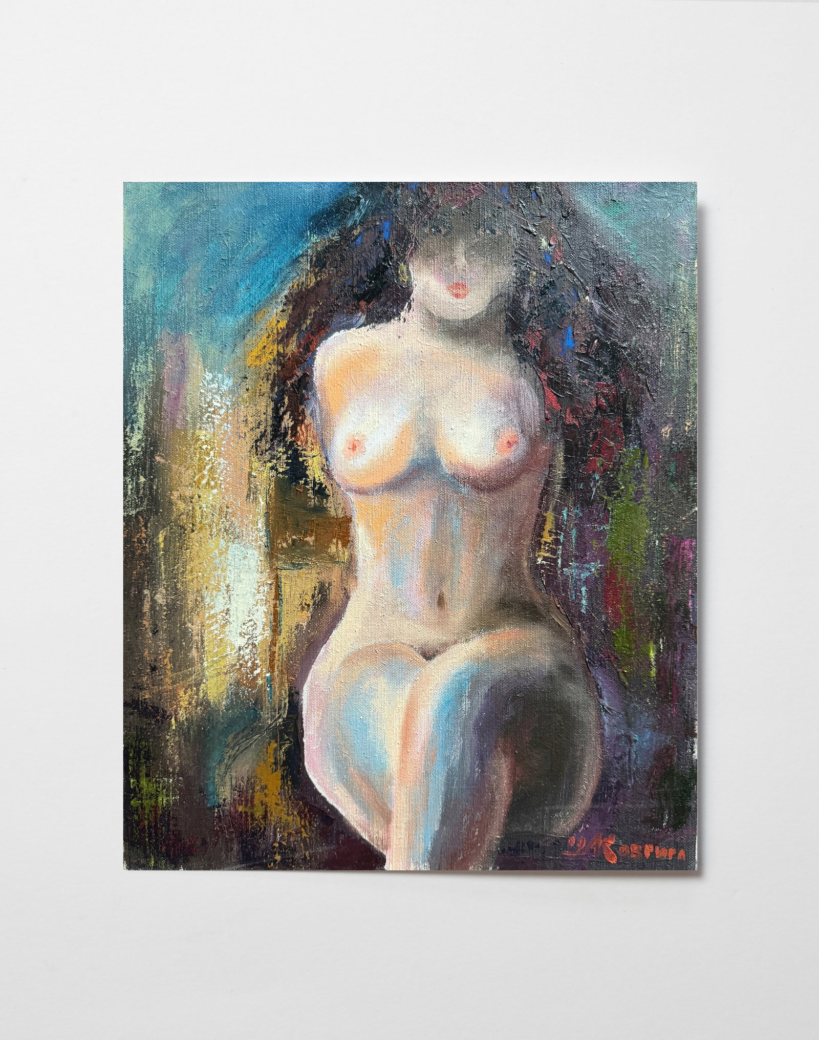 Abstract Oil painting with frame woman figures K. Leonid - 2