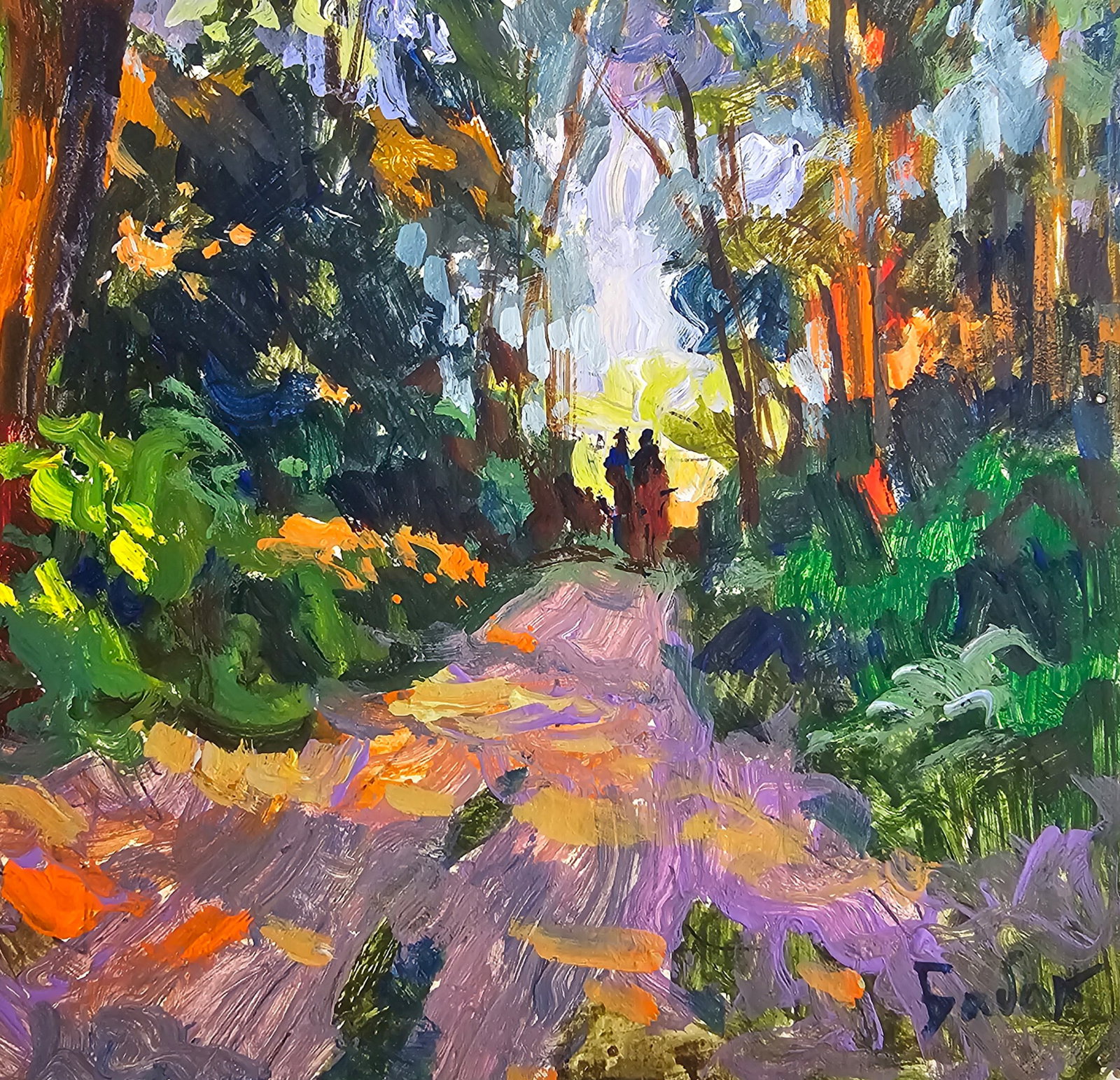Acrylic painting a walk in the forest Vyacheslav Petrovich Babac - 6