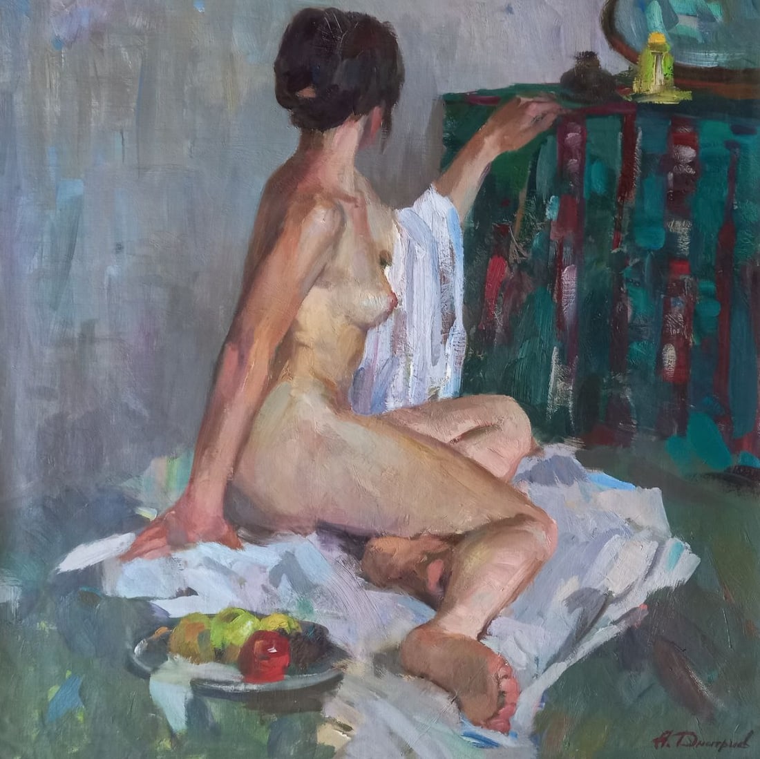 Oil painting Figure Alex Ditriev: Title: Oil painting Figure Alex Ditriev Description: 197AD Painter: Alex Ditriev S?ze: 79x79 cm/ 31.1x31.1 inches Components: oil, canvas Original painting from our collection ERA: Short information: 