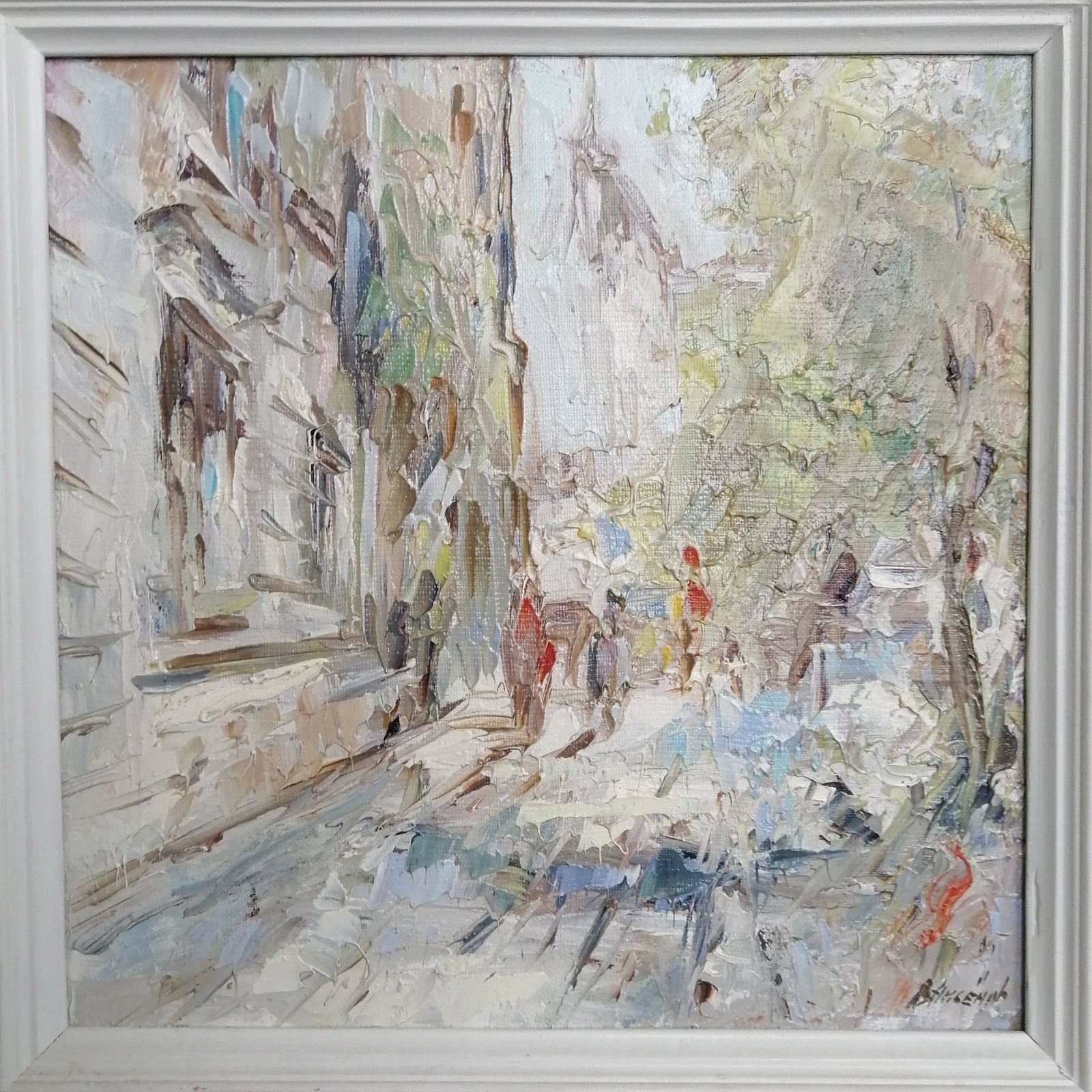 Oil painting Lviv summer Vadim Os'onov: Title: Oil painting Lviv summer Vadim Os'onov Description: 16AXE Painter: Os'onov Vadim Size: 40x40 cm/15.7x15,7 inch Components: oil, canvas Original painting CONDITION: exellent ERA: 1997 Vadim Os'o
