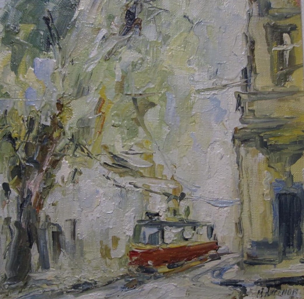 Oil painting Lviv tram Vadim Os'onov - 8